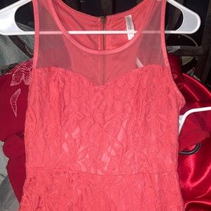 Pink Coral Mesh Laced Dress